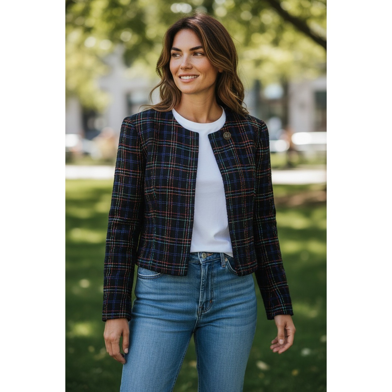 Pendleton Blazer Jacket Womens Black Rainbow Plai… - image 1