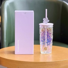 New 2026 China Starbucks Twilight Sakura 19oz Relief Sakura Glass Straw Cup