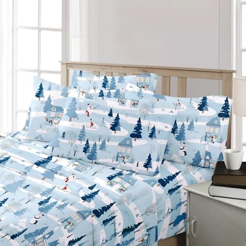 Christmas Snowman Printed Sheets 6 Pieces Set King Christmas - Snowman - Picture 2 of 7