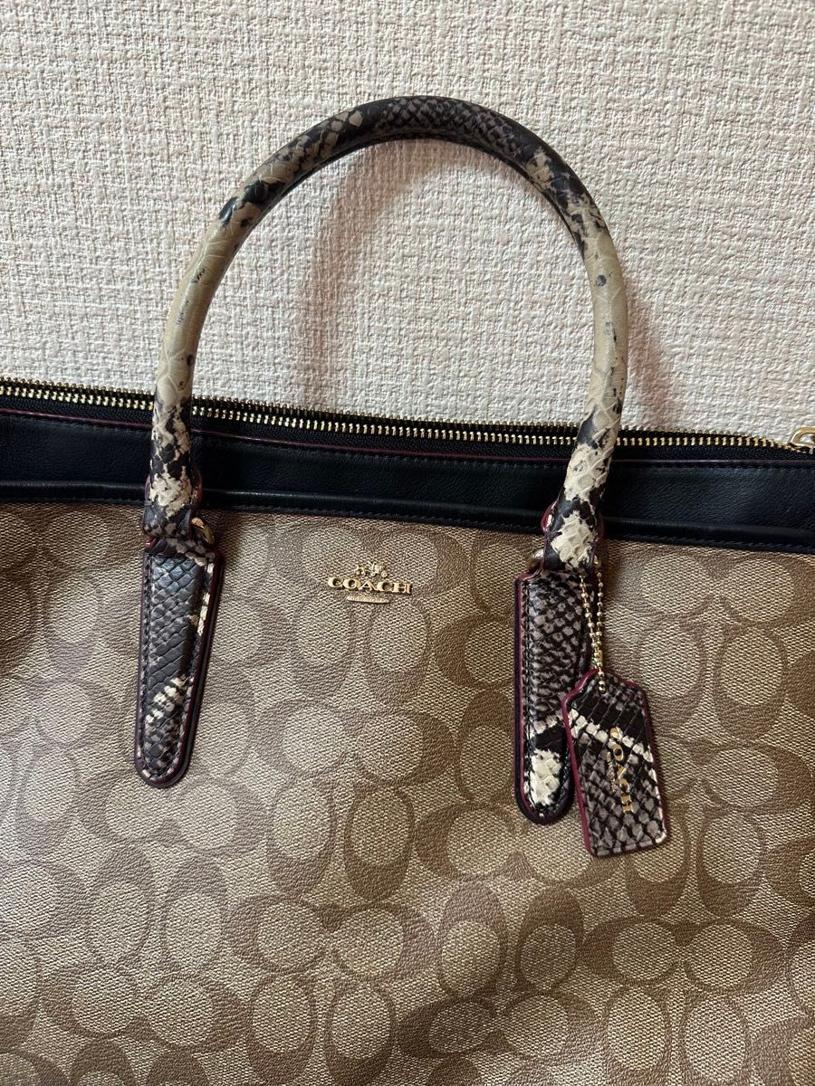 COACH Signature Handbag Brown Python Pattern 13a - image 2