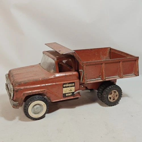 Vintage Tonka Hydraulic Dump Truck, Pressed Steel Toy Vehicle Bronze Needs Resto