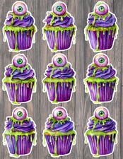 Purple Eyeball Cupcake Die Cut Vinyl Stickers Scrapbooking Laptop Waterbottle