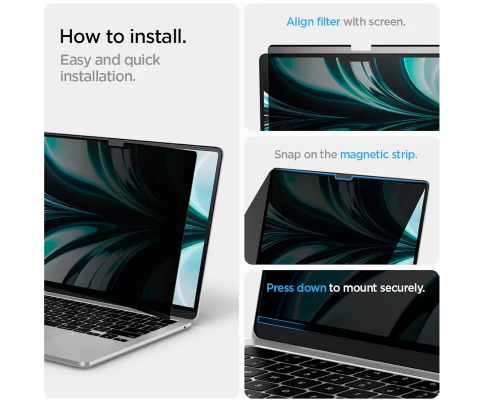 Spigen Privacy Screen Protector [SafeView] For Macbook Air 13.6/14 in M4 M3 M2 - Image 4 of 4