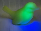 Vintage Fenton Glass Satin Custard Bird Lime Green Uranium Glow Figurine