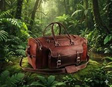 24" Goat Vintage Leather Large Luggage Handmade, Gym, sholder bag