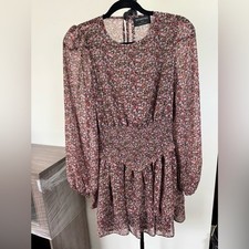 MINKPINK Floral Long Sleeve Smocked Mini Dress