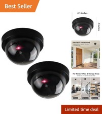 Weatherproof Fake Security Cameras with Red LED - Set of 2 for Home Protection