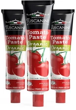 Tuscanini Organic Tomato Paste Tube 4.6oz 3 Pack | Double Concentrated 100% I...