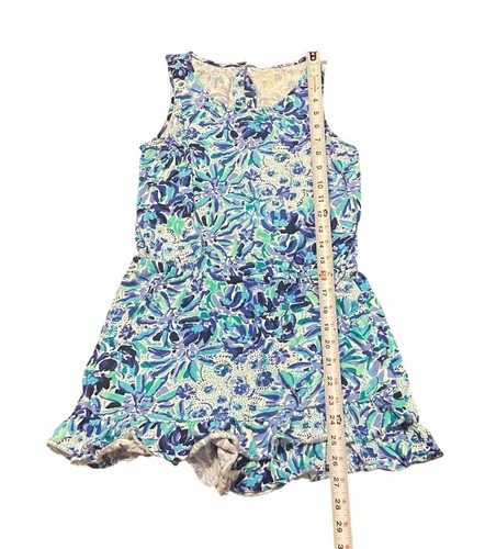 Lilly Pulitzer Venecia Blue Ruffle Beach Tropical Romper Shorts Girls XL 12-14 - Picture 5 of 11