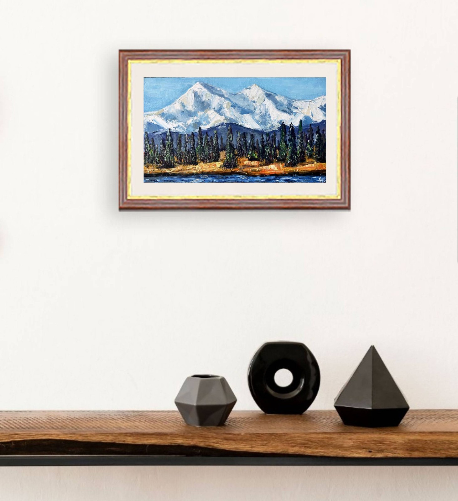 Alaska Painting Original Art Impasto Oil Painting Mountain Landscape ...
