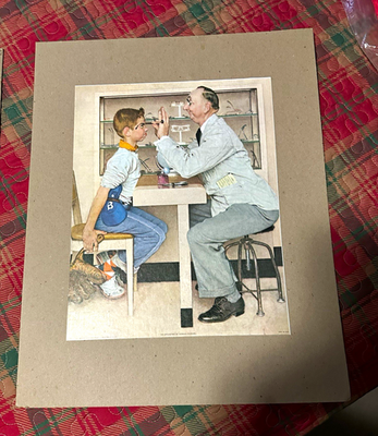 #ad Norman Rockwell The Runaway Matted Print 1958 Doctor amp; Boy Offset Litho $18.99
