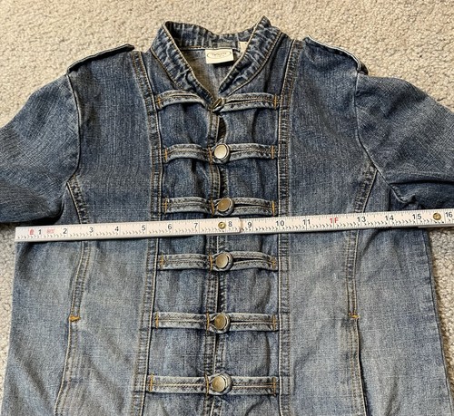80s Talbots Sailor Denim Jacket Girl’s Sz 10 Blue Shoulder Strap Button Nautical - Picture 6 of 11
