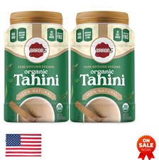 Organic Tahini Pure Sesame Paste 2 x 16 oz Jars Creamy Spread for Hummus Dips