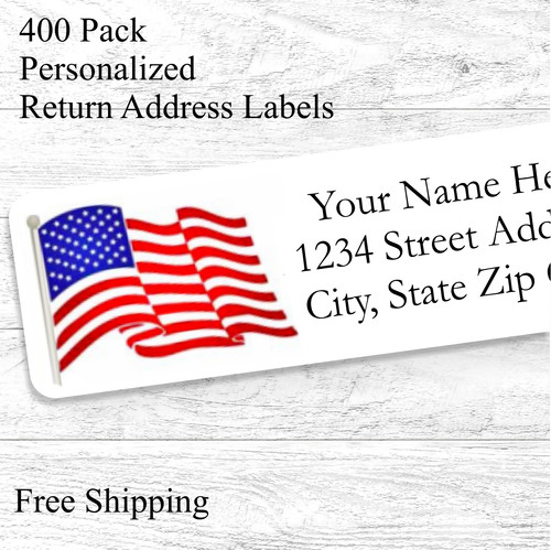 400 American Flag Personalized Return Address Labels Custom Mailing Stickers
