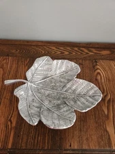 Mariposa Brillante 1997 Mexico Polished Aluminum Leaf Serving Dish