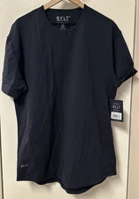 BYLT Premium Basics Men Sze XL Drop Cut LUX Short Sleeve T-Shirt Navy Athleisure