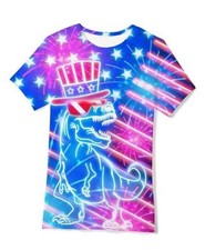 Boys Girls T-Shirts 3D Graphic Shirts Kids Cool Short 8-9 Years Dinosaur Flag