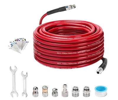 #ad Sewer Jetter Kit for Pressure Washer 50 FT Drain Cleaner Hose with Nozzles $28.11