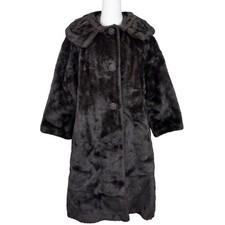 vintage 70s union made vintage brown faux fur trench coat