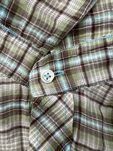 Georg Roth Los Angeles Men's Button Down Shirt, Brown/Green Plaid, Size Large - Picture 5 of 5