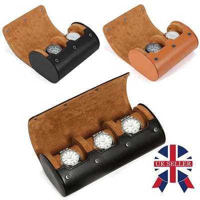 2/3 Slot Watch Roll Case Genuine Leather Watches Travel Storage Box ...
