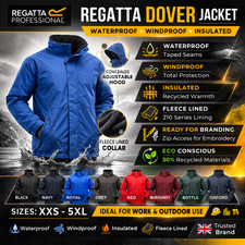 Black Regatta Dover Jacket Men's Fleece Lined Waterproof Insulated Bomber Jacket