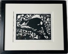 Delightful limited edition screenprint of cat "Tommy" by artist Beryl Tilley