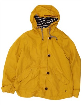 Joules Womens Hooded Rain Jacket UK 12 Medium Yellow Cotton LF04