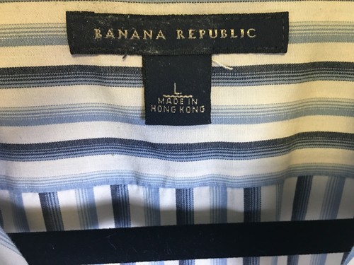 Banana Republic Dress Shirt Blue Striped Mens L 16"-16.5" 100% Cotton Shirt EUC! - Picture 2 of 7