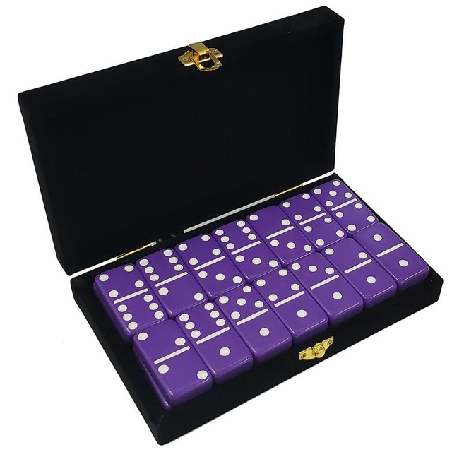 Domino Double Six 6 Purple Jumbo Tournament Pro Size Velvet Black Box Spinners Domino Double Six 6 Purple Jumbo Tournament Pro Size Velvet Black Box Spinners