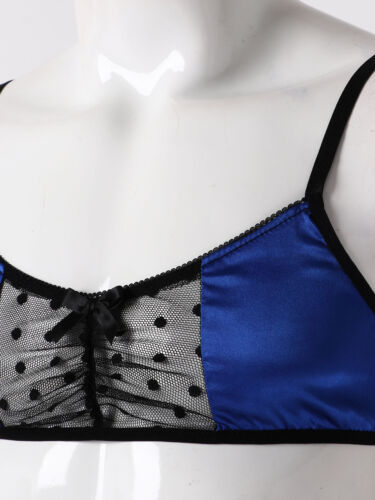 Men See Through Satin Lingerie Set Bra Top with Briefs Thong Underwear Nightwear - Picture 23 of 34