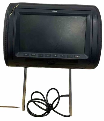 Nesa Universal Headrest - Black Leather - Cracked Left Upper Corner - OEM