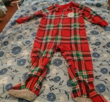 BOY GIRL child of mine Christmas holiday Santa zip up footed PAJAMAS 12 M