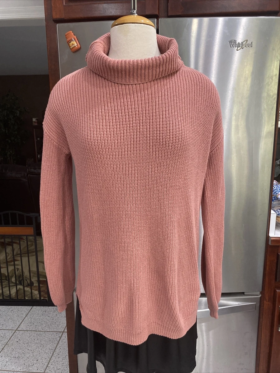 Pink chunky turtleneck clearance sweater