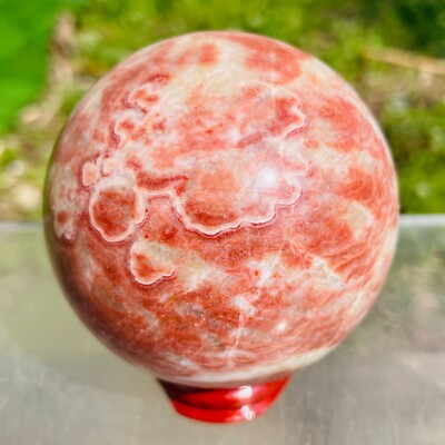 490g Natural Rhodochrosite Sphere Quartz Crystal Ball Jasper Specimen Healing