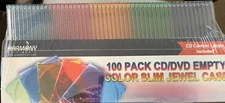 Harmony Multi Color 2x100 Pack Slim CD/DVD Jewel Cases w/Inserts Sealed