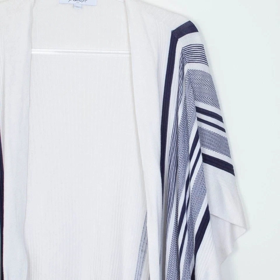 Foxcroft Womens Striped Open Front Cardigan Size 3X Short Sleeve Beachy Boho - Image 2 of 4