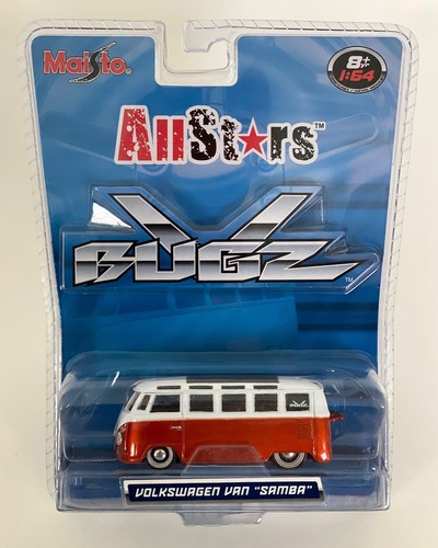 2007 MAISTO 1/64 ALL STARS V BUGZ VOLKSWAGEN BUS VW VAN SAMBA ORANGE/WHITE HTF - Picture 2 of 4