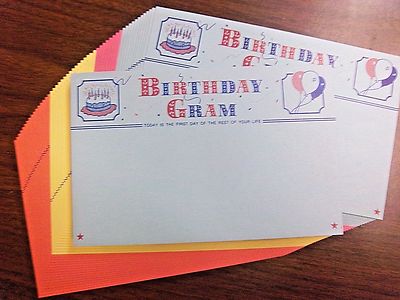 BIRTHDAY GRAM postcards, pack of 50 Unique Retro Design