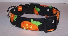 Wet Nose Designs Designer Jack o Lanterns Dog Collar Halloween Pumpkins Black