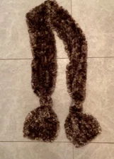 Lafies Fownes varigated brown/tan/ivory fluffy winter warm rectangle scarf EUC