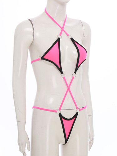 Women Sheer Mesh One Piece Swimsuit See Through Monokini High Cut Bodysuit Sexy - Picture 77 of 93