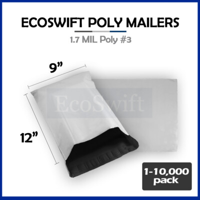 1-10000 9 x 12 ''EcoSwift'' Poly Mailers Envelopes Plastic Shipping Bags 1.70 MIL