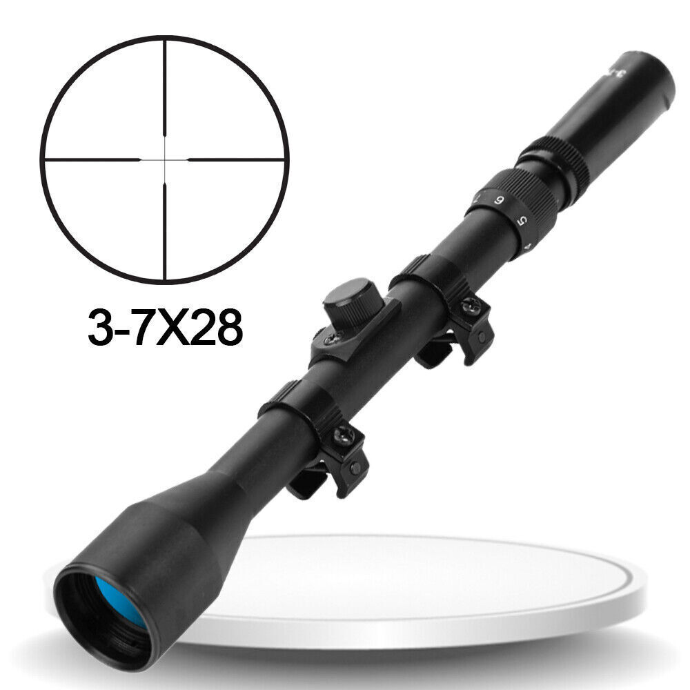 37x28 Telescopic Sight SCOPE + 11mm 3/8" Mounts + Red Laser for Air