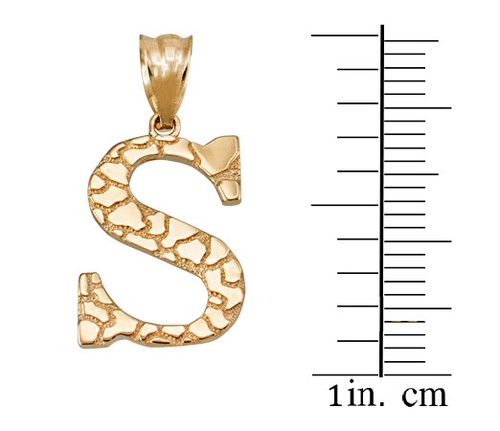 Yellow Gold Nugget Letter Initial Pendant Necklace - Picture 63 of 75