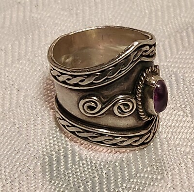 Sterling breiter handgefertigter Design Ring Größe 4