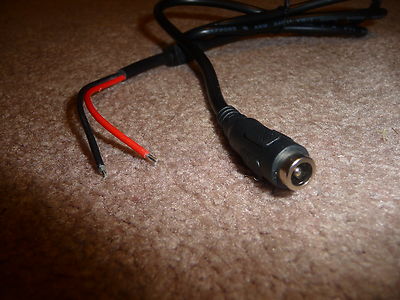 3ft DC Power Socket to Bare Wire, 5.5x2.1mm DC Female to Open End - 18AWG