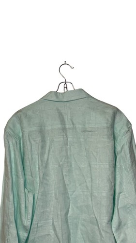 Tommy Bahama Men Shirt 100% Linen Button Up Long Sleeve Pocket Teal Green Large - Picture 9 of 9