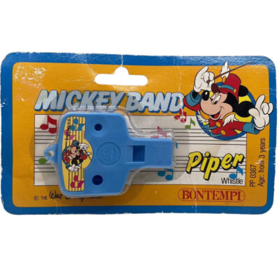 Vintage Bontempi Disney Mickey Mouse Band Piper Whistle Set Sealed Package Italy