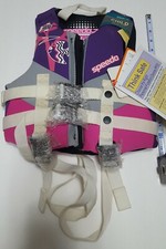 Speedo Child 30-59 lbs Printed Neoprene Swim Vest-Purple Fish NWT